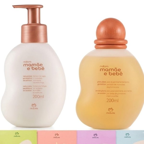kit natura mamae e bebe oleo hidratante
